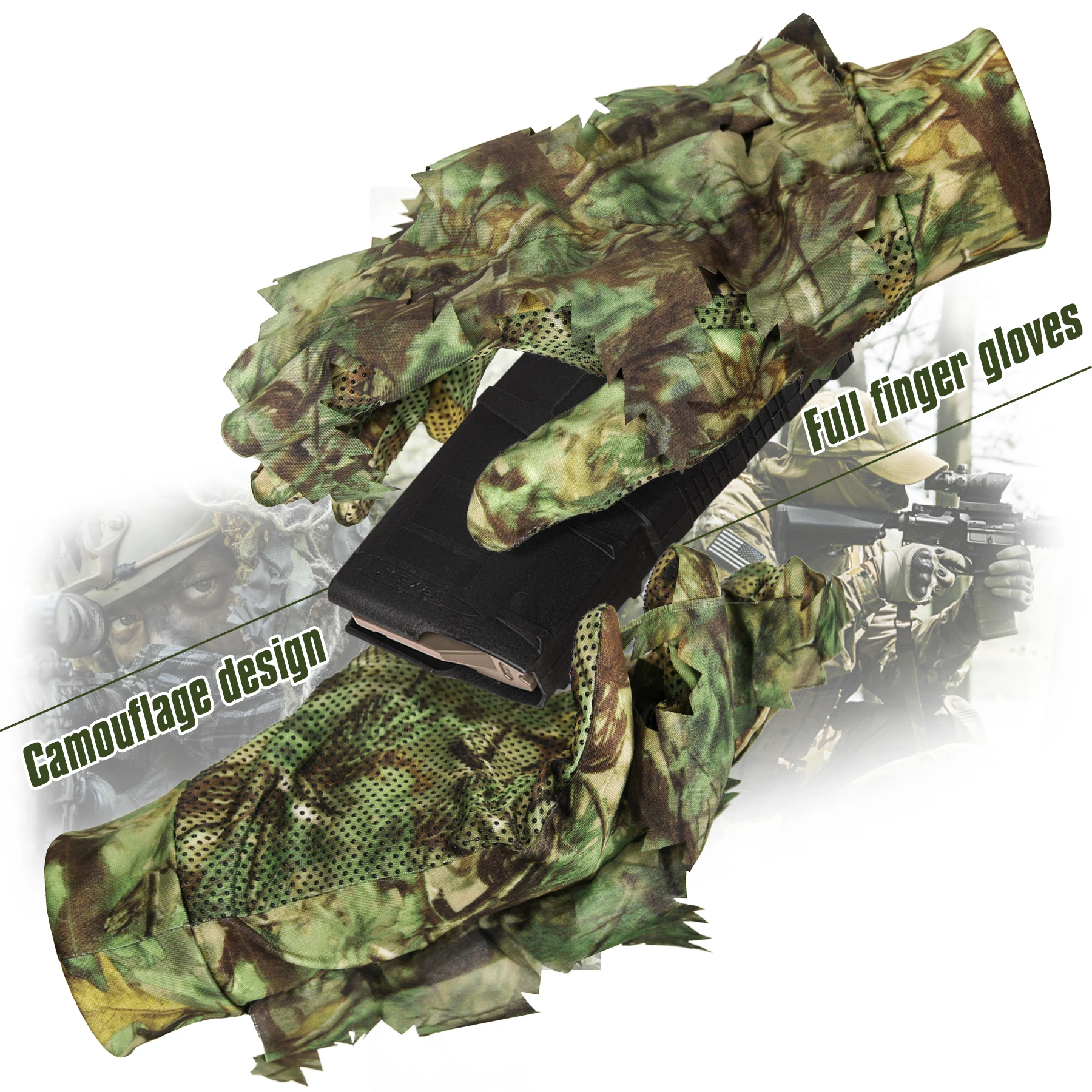 1 Pair Sneaky 3D Leaf Camo Gloves Full Finger Comfortable Non-slip Durable For O Review 2026: 162 Verified Reviews